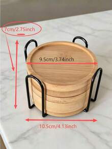 6pcs Bamboo Coasters With Tray - Multi-Functional Suitable For Large Cups, Wine Glasses, Coffee Mugs, Succulent Plant Pads, Natural Wood Beverage Coasters For Home Kitchen Bar Decor - Multicolor - View 9