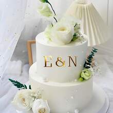 1 set Hiasan Kue Pengantin, Hiasan Kue Cincin Berlian dan Kupu-kupu, Personalisasi Inisial Pengantin untuk Dekorasi Kue Pesta Pertunangan/Pernikahan/Pesta Lajang - beraneka warna - View 2