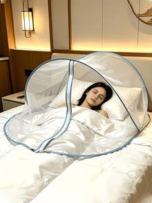 1pc Portable Folding Bedside Mosquito Net, Suitable For Travel And Home Use-No Installation Required, With Frame Bedside Canopy, Hand Washable Double/Multi-Layer Mesh, Outdoor Universal - Multicolor - View 5