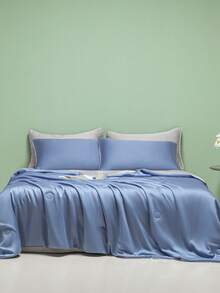 1pc Smooth Luxury Quilt, Suitable For All Seasons, Thin Bedding Quilt, Machine Washable, Air Conditioning Quilt - Dusty Blue - View 6