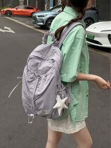 4pcs/1pc Solid Color Ultra-Light Wrinkle-Resistant Backpack, Casual Daily Use Backpack, Suitable For All Seasons, Ideal For Women Students, Travel, Outdoor Sports, Hiking, School, Commuting, Daily Use - Multiple Styles - View 8