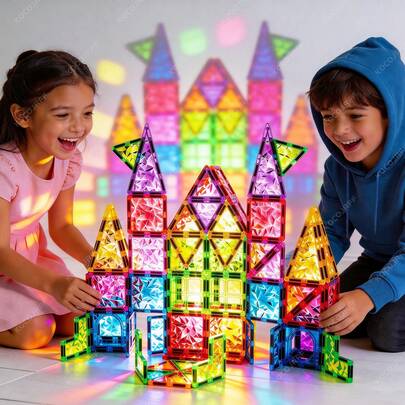 20/60pcs Magnetic Building Blocks Toys Magnetic Tiles, Colorful Magnetic Toys, Parent-Child Interactive Creative Building Blocks For Kids, Back To School, Christmas, Halloween, Birthday Gift, Random Style, Random Colors