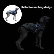 1pc Pet Down Jacket, Reflective Wool Lining, Adjustable Dog Coat With Double D-Ring Harness, Windproof Outdoor Dog Clothes For Small, Medium And Large Dogs - Army Green - View 8