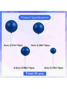 20pcs Foam Ball Cake Decorations, 4 Sizes And Multiple Colors Available, Suitable For Birthday, Wedding, Bachelorette Party, Baptism, Gender Reveal, Retirement Party, Theme Party Cake Decoration, Mini Pearl Balls, Various Cake DIY Scenarios (Handmade May Have Flaws, Please Use With White Sticks) - Multicolor - View 26
