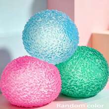 1 pieza Bola redonda texturizada de color aleatorio, juguete de apretar, rebotar y amasar con tacto cómodo, alivio silencioso de la ansiedad, vibración sensorial portátil para aliviar el estrés, alivia y mejora el estado de ánimo diario, regalo ideal para vacaciones - Multicolor - Ver 7