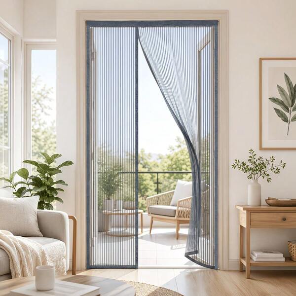 Magnetic Screen Door, Two-Way Opening - Gray Auto-Closing Mosquito Net Door, Pet-Friendly Insect Screen, Reinforced Edges, Breathable Mesh, Suitable For Patio/Balcony/Entryway/Bedroom, Multiple Sizes