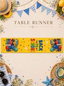 1pc-Back To School Table Runner And Placemats Set, Yellow School Bus Linen Table Decor With Books, Apple, Globe And Stars For Welcome Back Party, Teacher Classroom, Dining Room And Kitchen - Multicolor - View 15