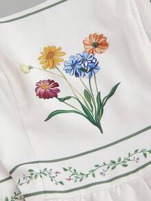 Vestido con estampado floral y volantes en el bajo, estilo vacacional - Multicolor - Ver 1