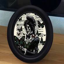 1pc 3D Black No-Drill Photo Frame, Gothic Oval Photo Frame, Suitable For Home Decor, Office Decor, Holiday Decor - 8 - View 11
