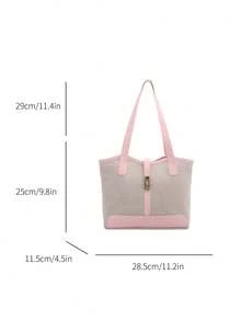 New Luxury Solid Color Premium Versatile Women's Shoulder Tote Bag - Pink - View 3