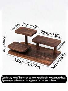 1 件简约胡桃木置物架，深胡桃木哑光饰面，不对称阶梯式设计，做工光滑，香水展示桌面收纳架，节日礼物装饰，咖啡角装饰/夏季家居装饰，多层收纳节省空间 - 查看 2