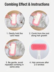 1pc Silicone Pet Grooming Brush, Soft Silicone Bristles, 2-In-1 Deshedding & Massage Tool, Suitable For Cats, Dogs, Rabbits, Guinea Pigs, Gentle Detangling Without Skin Irritation, Reduces Shedding For Small Animals - Multicolor - View 3