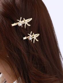 2pcs Metal Starfish Hair Clips, Minimalist Versatile Decorative Hair Clips,Claw Clips - Multicolor - View 4