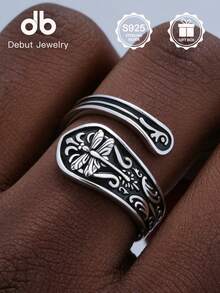 S925 Sterling Silver Dragonfly Open Ring, Gothic Vintage Carved Adjustable Ring, Punk Style Unisex Silver Jewelry, Daily Wear Mother's Day Gift Birthday Gift Gift Box - Dragonfly Spoon Ring - View 7
