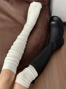 1 Pair Vertical Striped Slouchy Over-The-Knee Socks, Matching Long Boots Socks, JK Fashion Girl Style, Y2K Style, Daily Wear - Multicolor - View 3