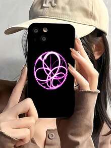 Pink Magic Circle Theme Phone Case. Compatible With Apple, , , And Honor Phones. Made Of TPU Silicone, They Offer Protection Against Bumps And Drops. - Black - View 2