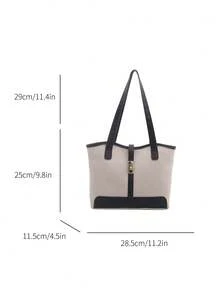 New Luxury Solid Color Premium Versatile Women's Shoulder Tote Bag - Black - View 3