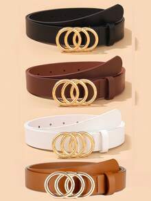 3pcs Fashionable Circle Buckle Decorative Versatile Waist Belt Set For Women, Suitable For Daily Use Fall, Autumn, Halloween - Multicolor - View 28