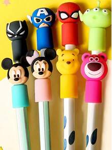 Disney 1/3/6入 3件/盒 塑料與軟矽膠卡通筆帽 可愛小熊維尼與漫威鉛筆套 適合兒童 - DSN筆帽 - 查看 7