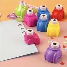2/6/12pcs Mini Embossing Punch Set, Assorted Colors, Creative Portable Paper Cutting And Embossing Tools, Suitable For DIY Scrapbooking, Greeting Cards And Journal Decoration, Back To School, School Supplies - Multicolor - View 5