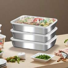不鏽鋼附蓋食物儲存盒，鋼製食品容器，冷藏包裝盒，裝飾性戶外野餐食物儲存盒，金屬醃製零食容器，可用洗碗機與冷凍庫 - 彩色 - 查看 6