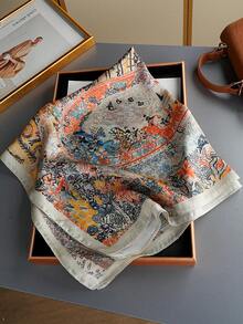 1pc Fashionable 27.56inch Square Headscarf All-Season Scarf New Floral Silk Scarf 70*70cm Square Scarf Luxury Printed Silk Scarf Women's Neck Scarf Casual Polyester - Multicolor - View 14