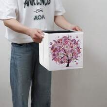 1件鑽石畫套裝收納盒,四季樹系列圖案,不織布材質,附圓鑽藝術手工,適用於居家衣櫥櫃子臥室收納,感恩節節日禮物 - 查看 11
