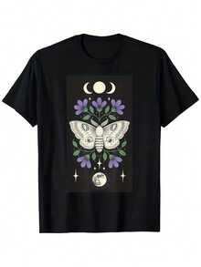 Vibrant Monarch Butterfly Print, Lightweight And Breathable, Short Sleeve, Round Neck, Casual T-Shirt For Everyday Wear, Outdoor Sports, Spring/Summer/Autumn, Sizes XL - 5XL - 黑色 15 - 查看 1
