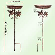 Iron Bird Bath And Feeder, Multiple Sculptural Designs Available, With 5-Prong Rust-Resistant Fixed Feet, Sturdy Outdoor Standing, Suitable For Garden And Yard Decoration, Can Be Used For Bird Drinking And Bathing, Easy To Clean - TK18MINI - View 12