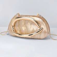 Bolso de Mano de Acrílico Milky Way para Mujer, Bolsos de Noche para Bodas con Diseño Marmoleado, Bolsos de Acrílico para Fiesta, Graduación y Cóctel - Naranja - Ver 1