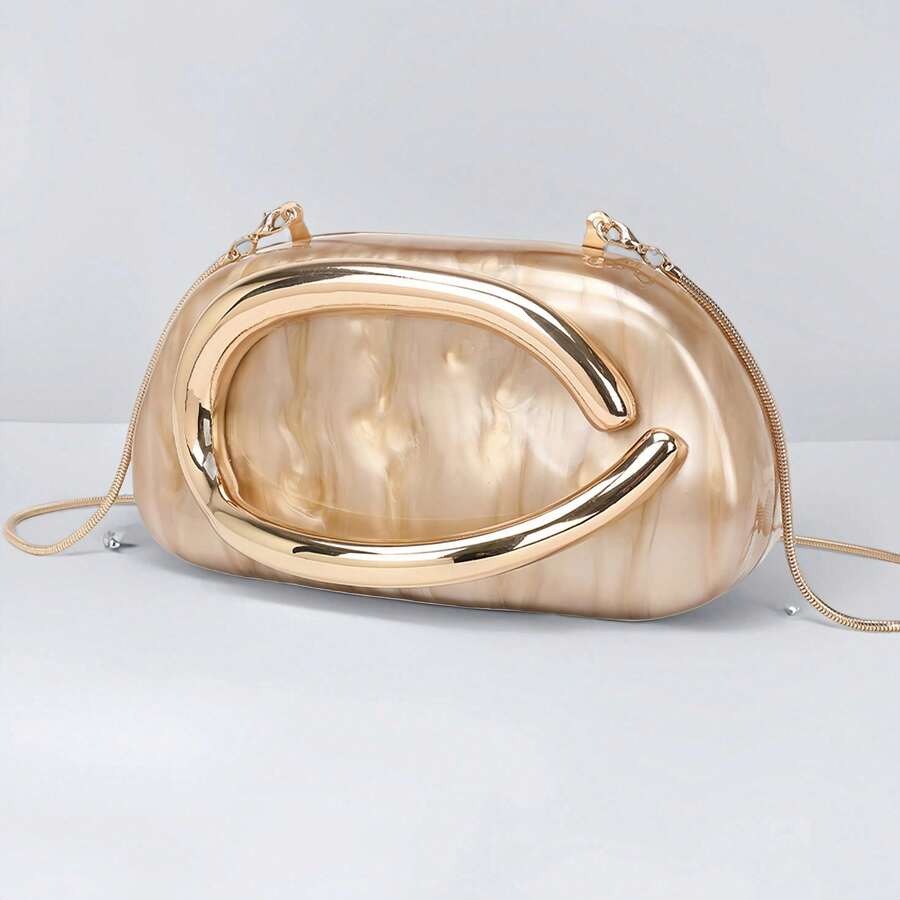 Bolso de Mano de Acrílico Milky Way para Mujer, Bolsos de Noche para Bodas con Diseño Marmoleado, Bolsos de Acrílico para Fiesta, Graduación y Cóctel - Naranja - Ver 1