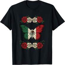 Camiseta retro mexicana con mariposas - Negro - Ver 2