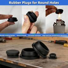 125pcs Black Rubber Plugs, 8 Sizes Silicone Plugs For Round Holes, 1" 3/4" 5/8" 1/2" 3/8" 5/16" 1/4" 1/5", Rubber Plug Set, Suitable For Furniture, Office, Kitchen, Car - Multicolor - View 3