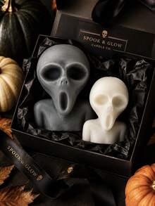 1pc 3D Ghost Face Candle Silicone Mold, Halloween Style, For Aromatherapy Candles, Plaster Crafts, Holiday Decor And Gift Making - Ghost Face Silicone Mold - View 5