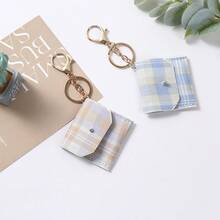 1pc Neutral Plaid Mini Pouch Keychain, Small Bag Pendant, Fashionable Daily Practical Accessory - Multicolor - View 5