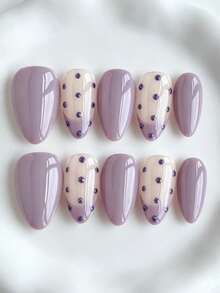 Shecass 10pcs Handmade Nails Press On Nails Short Nails For Summer Vacation Graduation Party - 彩色 - 查看 2