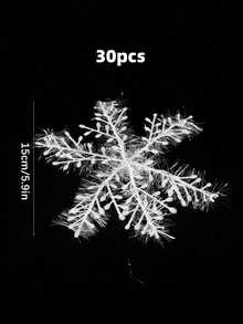 30個/組 白色聖誕吊掛雪花，人造雪花裝飾，適用於聖誕樹、家庭聚會、聖誕樹裝飾、節日和新年慶祝 - 雪花 - 查看 12
