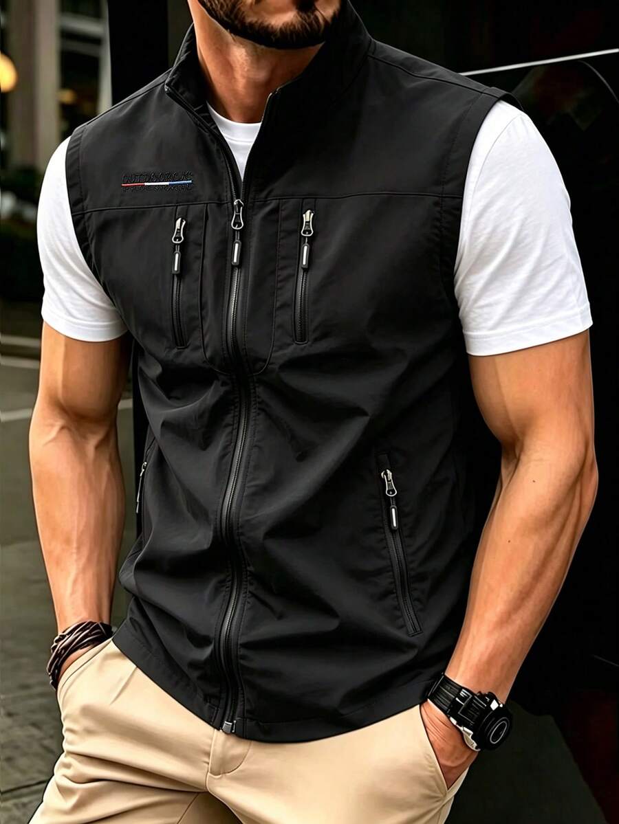 Men's Outdoor Multi-Functional Utility Vest, Spring/Summer Fishing Photography Casual Jacket With Multiple Pockets Sports - Black - View 1