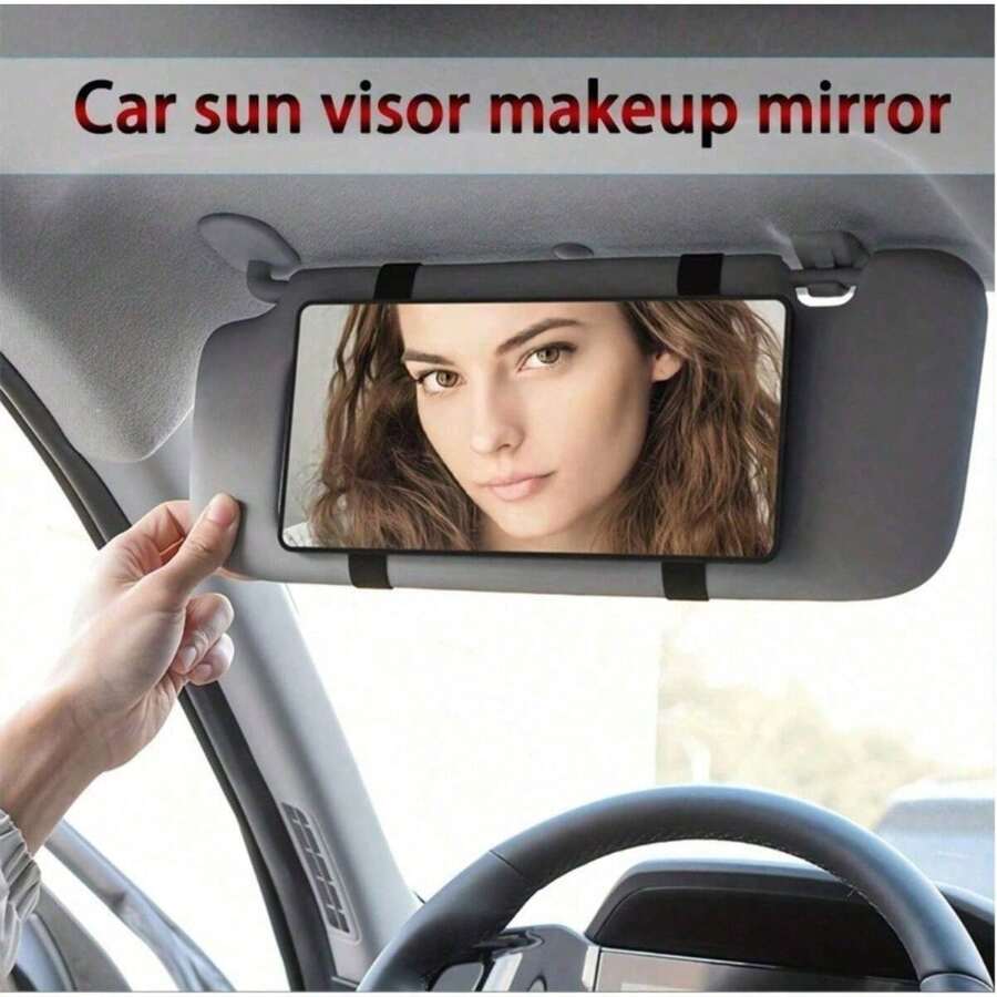 1pc High Definition Car Visor Mirror, Portable Car Visor Makeup Mirror, Suitable For Driver And Passenger Sides, Universal For Most Car Models