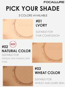 FOCALLURE 8.4g Oil-Control Pressed Powder Palette, Full Coverage, Invisible Pores, Smudge-Proof, Creates Lightweight Natural Makeup Look, Makeup Powder Palette, Long-Lasting, Waterproof And Anti-Cake, All-Day Makeup Lock - #02 NATURAL - View 8