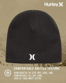 Hurley Men's Winter Hat - Classic Icon Beanie - Black - View 3