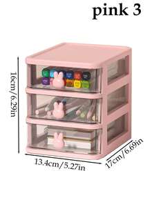 1 pieza Caja de almacenamiento de escritorio con diseño de conejo lindo, organizador de papelería con cajón de conejo, mini caja de exhibición de figuras de acrílico, caja de almacenamiento de cosméticos y joyas, adecuada para dormitorio, habitación, tocador u oficina, regalo de vuelta a la escuela, cumpleaños, Navidad - Multicolor - Ver 20
