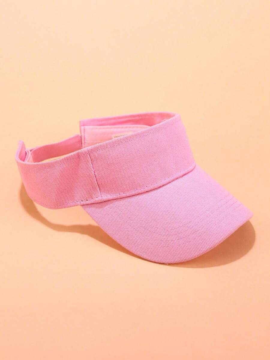 1pc Kids Visor Sun Hat Adjustable Girls High Ponytail Tennis Hat Sports Boys Running Golf Visor Cap - Pink - View 1