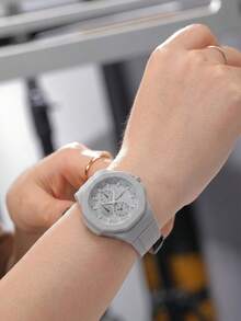 REBIRTH A Stylish, Simple, And Casual Women's Watch With A Quartz Movement And A Silicone Strap, Suitable For Everyday Wear. - Grey - View 4