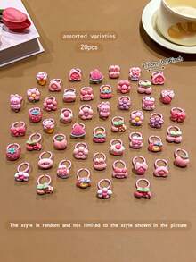 20pcs Random Style Open Ring Fashion Jewelry Hand Ring Accessories - one-size - View 9