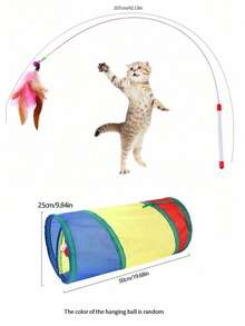 彩虹隧道系列猫隧道 DIY组装 可折叠猫隧道玩具 互动猫隧道玩具 新型智能猫玩具 - 彩色 - 查看 31