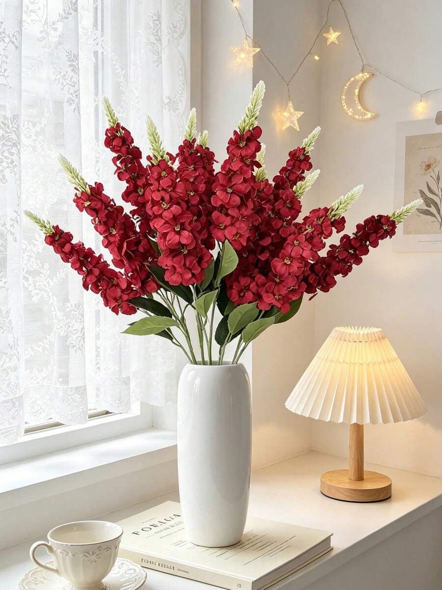 1/3pcs 29.2 Inch Artificial Hyacinth Flowers, Realistic Texture, Suitable For Wedding, Home, Outdoor Party Floral Arrangement, Tabletop Decoration, Garden, Hotel, Bar, Kitchen, Fireplace, Vase Decoration, DIY Wreath Decoration, Gift For Girls - Red - View 1