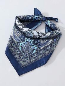 1 buah Syal Persegi Motif Paisley untuk Wanita, Bahan Poliester, Cocok untuk Padu Padan Fesyen Sehari-hari - MultiWarna - View 8
