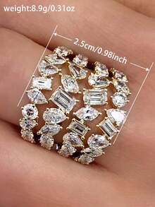 1pc Women's Elegant Cubic Zirconia Ring, Suitable For Valentine's Day Gift, Wedding Anniversary Party Wear - 3# - View 4