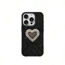1pc TPU Material Vintage Black Lace Heart Pattern Phone Case Compatible With IPhone 17 Pro Max/17/16 Pro Max/15/13/12/11/ S20 FE/A15/S24/A55/ Note 11/Note 12/Note 13 Pro Full Coverage Shockproof Soft Shell Protective Cover - Black - View 5